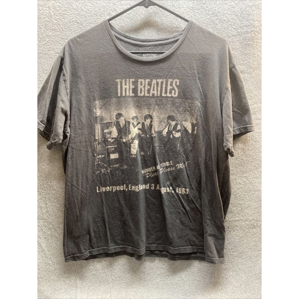 THE BEETLES Mens Gray SHIRT Number 1 Single 1963 Beetles Band Logo Crew Neck